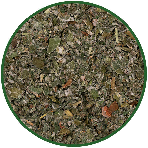 Himbeerblätter geschnitten