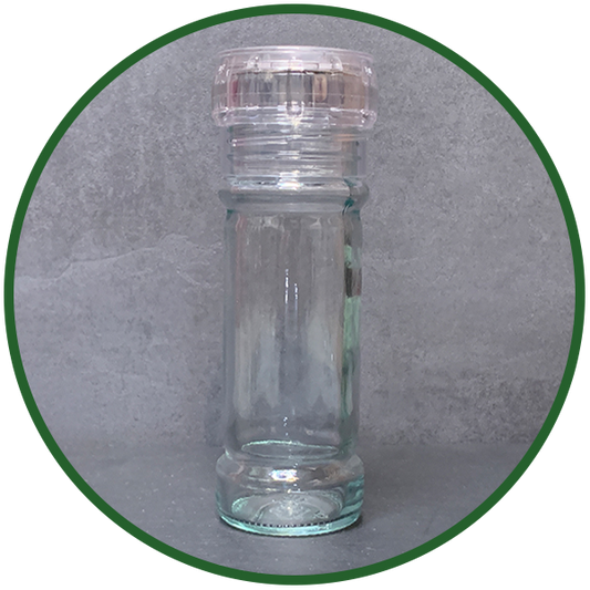 Gewürzglas 110 ml mit Edelstahlmahlwerk transparent
