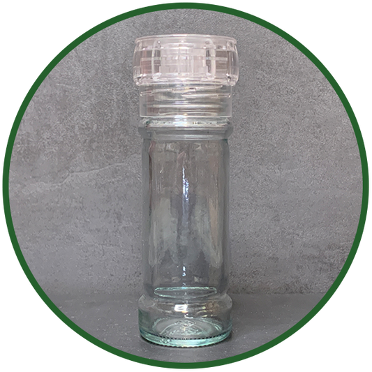 Gewürzglas 110 ml mit Kunststoffmahlwerk transparent