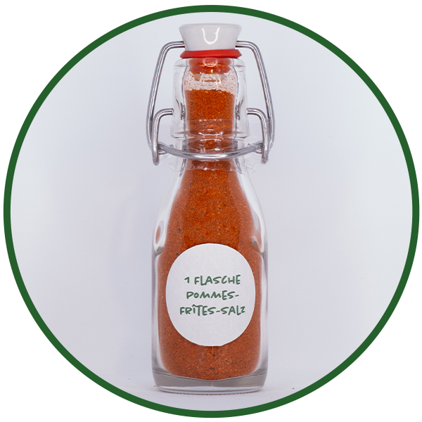 Spenden-Flasche Pommes-Frîtes-Salz inkl. 50 % (2,25 €) Spende – limitierte Edition